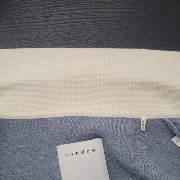 Sandro Polo Collar Knit Top Long Sleeve Contrasting Short Cardigan Top Size 1 - Picture 9 of 11